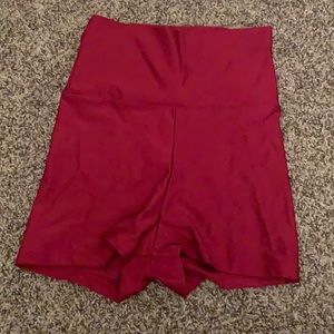 Burgundy high waisted spandex shorts